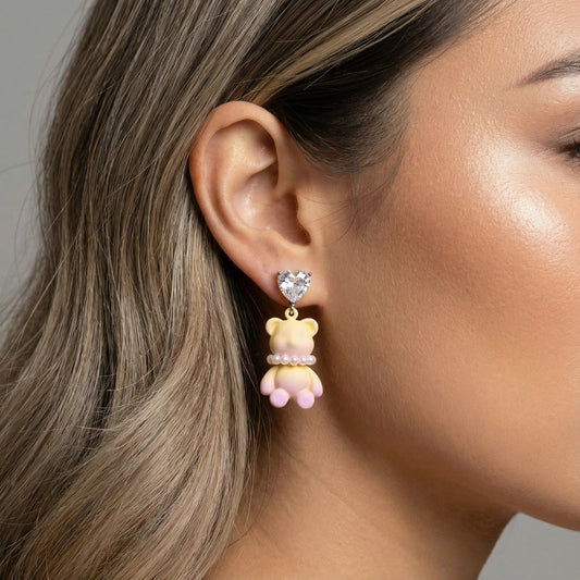Kawaii Bear Heart Earrings  