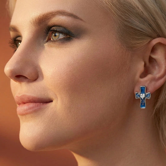 Gothic Cross Heart Earrings  